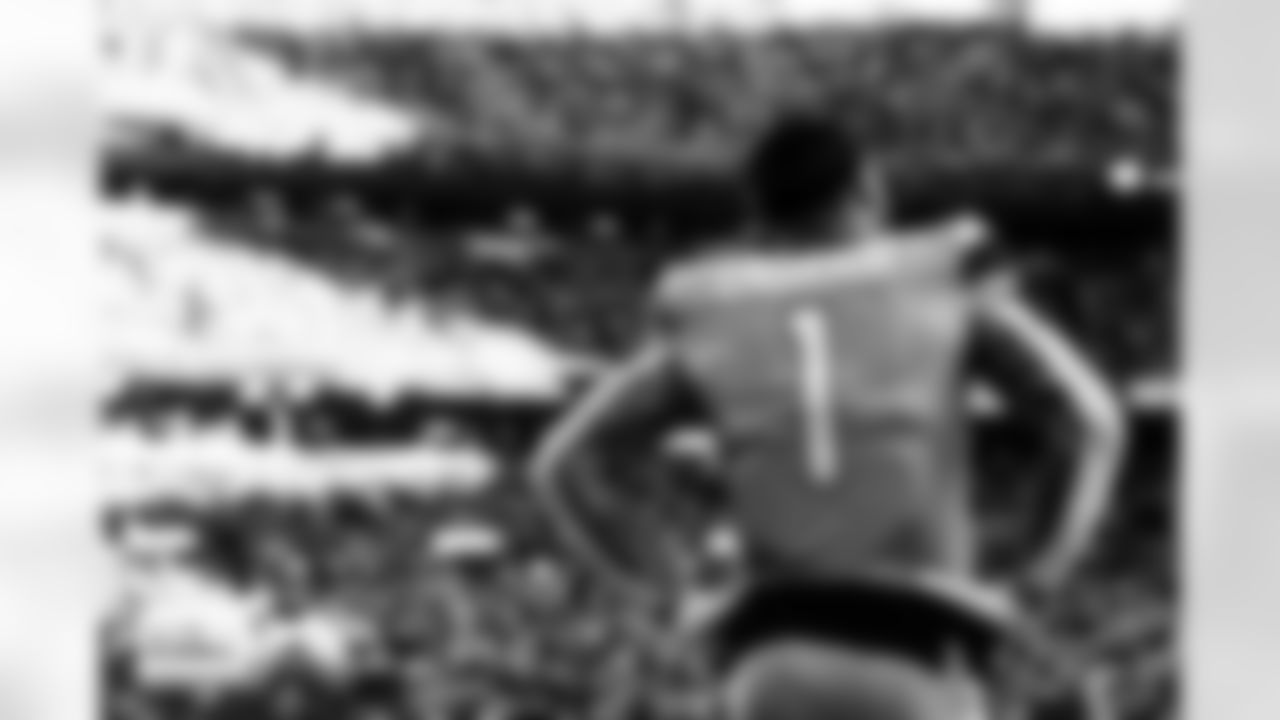 Denver Broncos tight end Evan Engram (1) looks on during the Broncos' Week 16 game against the Jacksonville Jaguars at Empower Field at Mile High in Denver, Colorado on December 21, 2025. Photo by Ben Swanson / Denver Broncos