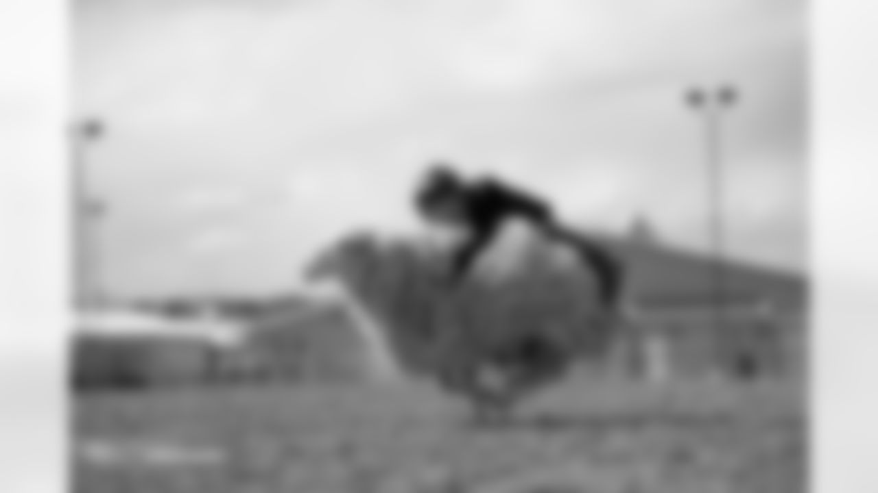 Photos from the filming of the Denver Broncos' mutton-busting-themed 2025 schedule release video.
Photo by Gabriel Christus / Denver Broncos