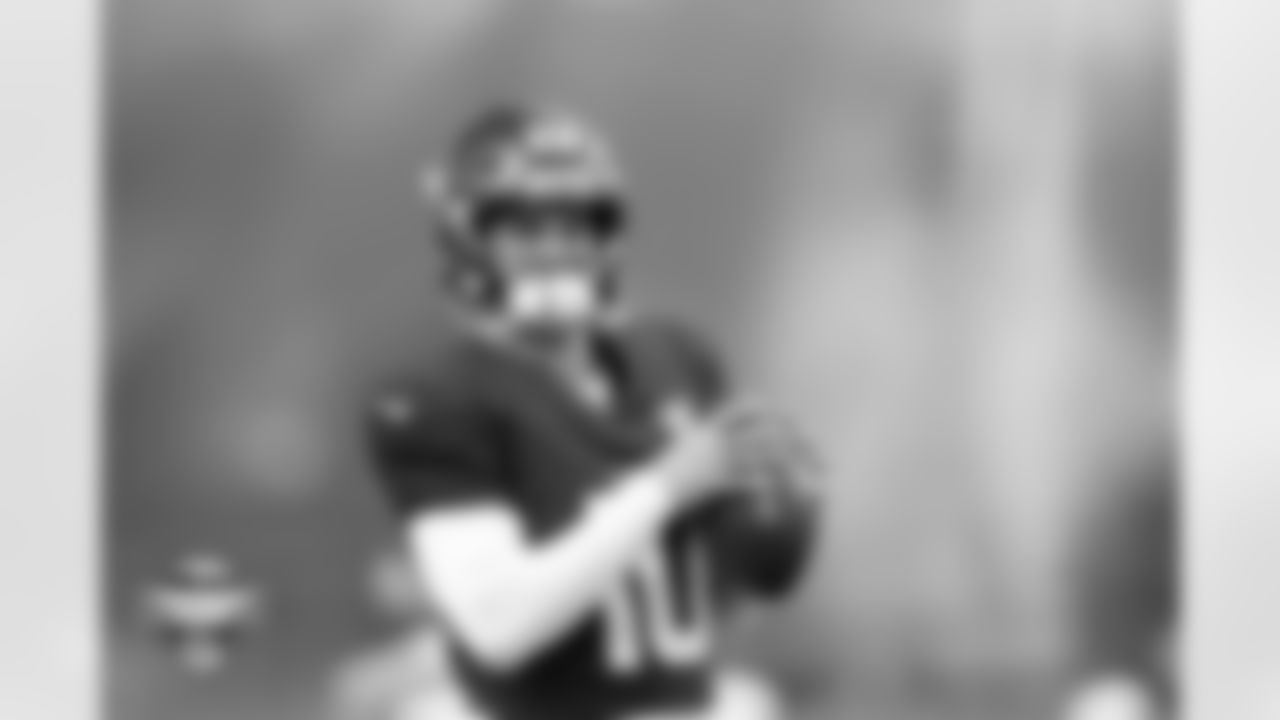 Bo Nix during a training camp practice at Broncos Park Powered by CommonSpirit on Saturday, August 2, 2025 in Englewood, Colorado.
Photo by Gabriel Christus / Denver Broncos