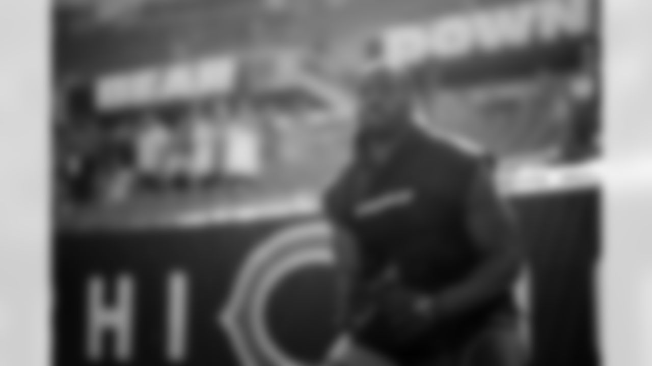Chris Manhertz before the Broncos' Week 4 game against the Chicago Bears at Soldier Field in Chicago, Illinois on October 1, 2023. Photo by Ben Swanson / Denver Broncos
