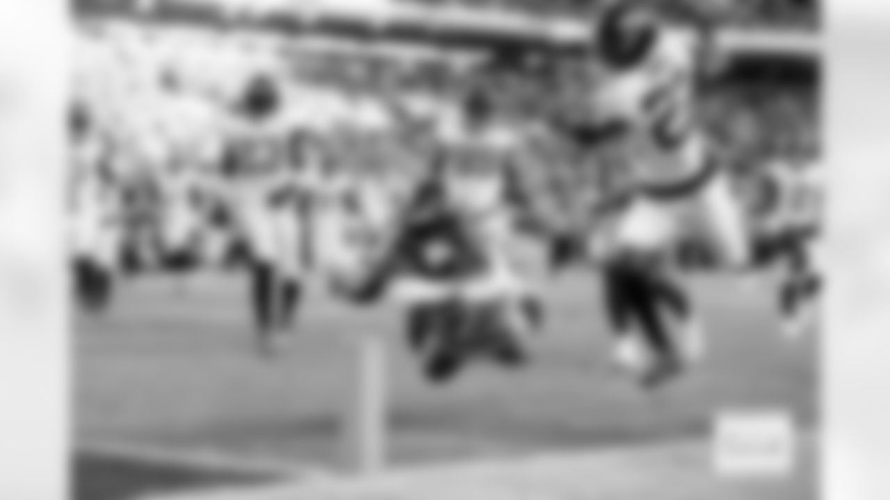 Denver Broncos running back RJ Harvey (12) dives for the pylon as he runs for a touchdown during the Broncos' Week 16 game against the Jacksonville Jaguars at Empower Field at Mile High in Denver, Colorado on December 21, 2025. Photo by Ben Swanson / Denver Broncos