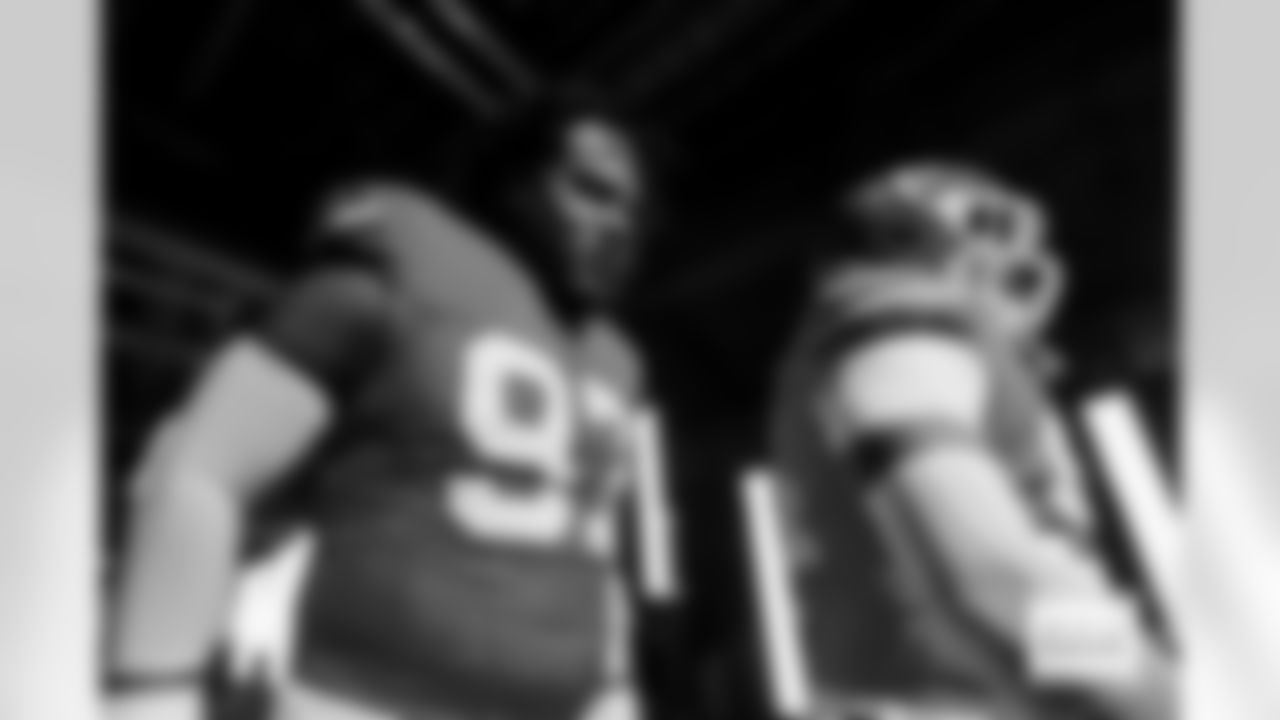 Malcolm Roach walks in the tunnel before team introductions before the Broncos' Week 18 game against the Los Angeles Chargers at Empower Field at Mile High in Denver, Colorado on January 4, 2026. Photo by Gabriel Christus / Denver Broncos