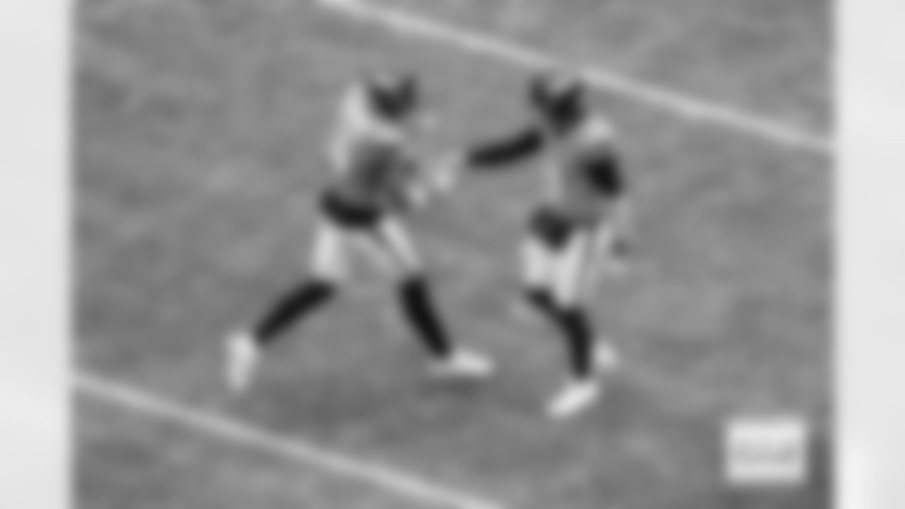 Denver Broncos quarterback Jarrett Stidham (8) celebrates with wide receiver Courtland Sutton (14) after a touchdown during the AFC Championship Game between the Denver Broncos and New England Patriots at Empower Field at Mile High in Denver, Colorado on January 25, 2026. Photo by Kyle Cooper / Denver Broncos