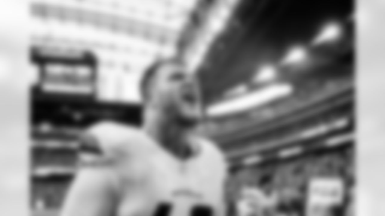 Denver Broncos offensive tackle Mike McGlinchey (69) reacts after the Broncos' Week 9 game against the Houston Texans at NRG Stadium in Houston, Texas on November 2, 2025. Photo by Ben Swanson / Denver Broncos