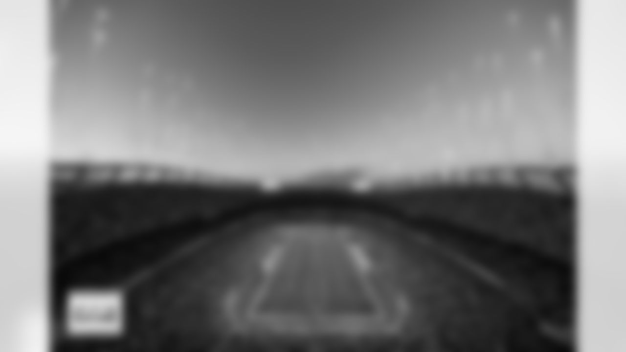 A general overall interior view of Empower Field at Mile High as fireworks go off at the start of the fourth quarter during the Broncos' Week 11 game against the Kansas City Chiefs at Empower Field at Mile High in Denver, Colorado on November 16, 2025. Photo by Gabriel Christus / Denver Broncos