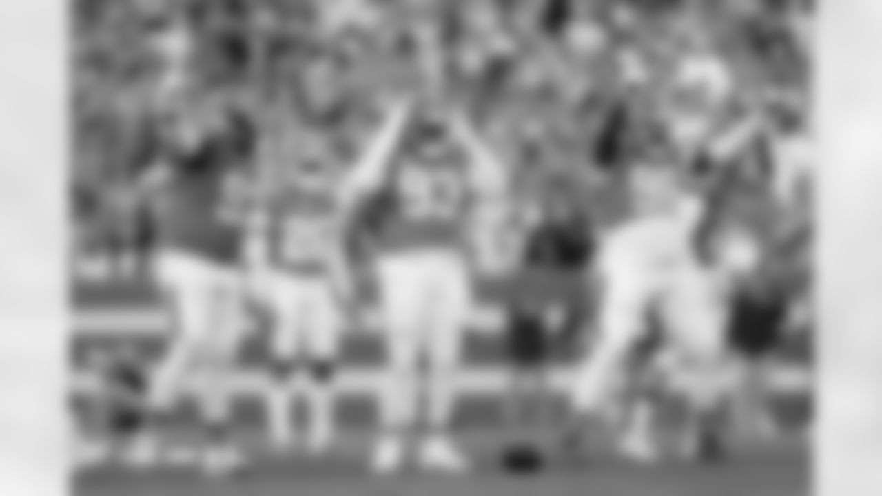 Malcolm Roach, D.J. Jones (93), Eyioma Uwazurike during the Broncos' Week 18 game against the Los Angeles Chargers at Empower Field at Mile High in Denver, Colorado on January 4, 2026. Photo by Ben Swanson / Denver Broncos