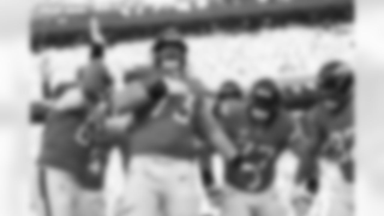 Frank Crum (73) during the Broncos' Divisional Round playoff game against the Buffalo Bills at Empower Field at Mile High in Denver, Colorado on January 17, 2026. Photo by Gabriel Christus / Denver Broncos