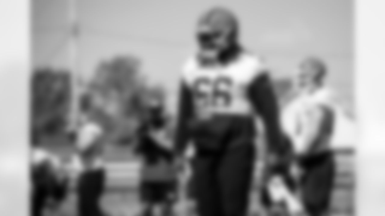 Offensive tackle James Hudson III (66) during OTA 1 at CrossCountry Mortgage Campus on May 21, 2024.