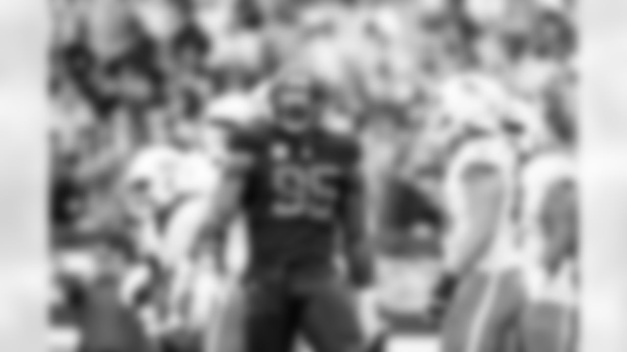 Defensive end Myles Garrett (95) during a NFL football game between the Miami Dolphins and Cleveland Browns on October 19, 2025 at Huntington Bank Field.
