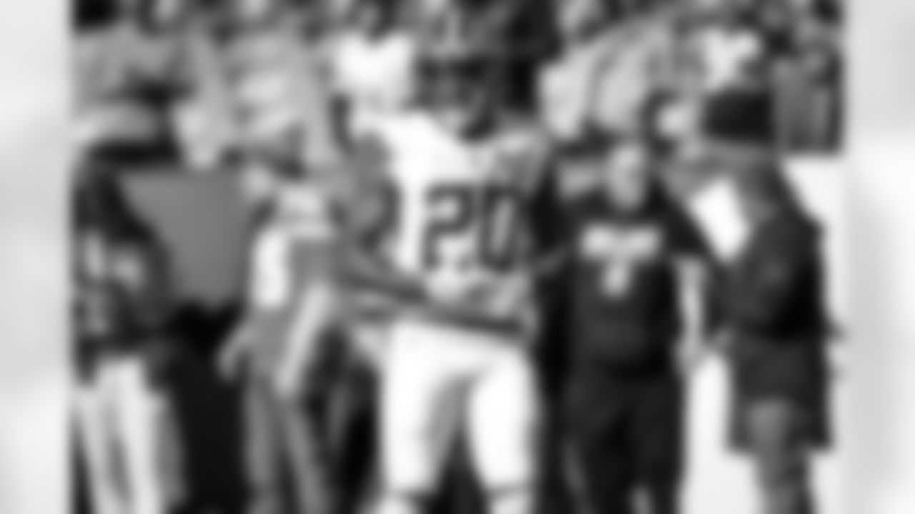 Running back Pierre Strong Jr. (20) before a NFL football game between the Cleveland Browns and Denver Broncos on November 26, 2023 at Empower Field at Mile High.