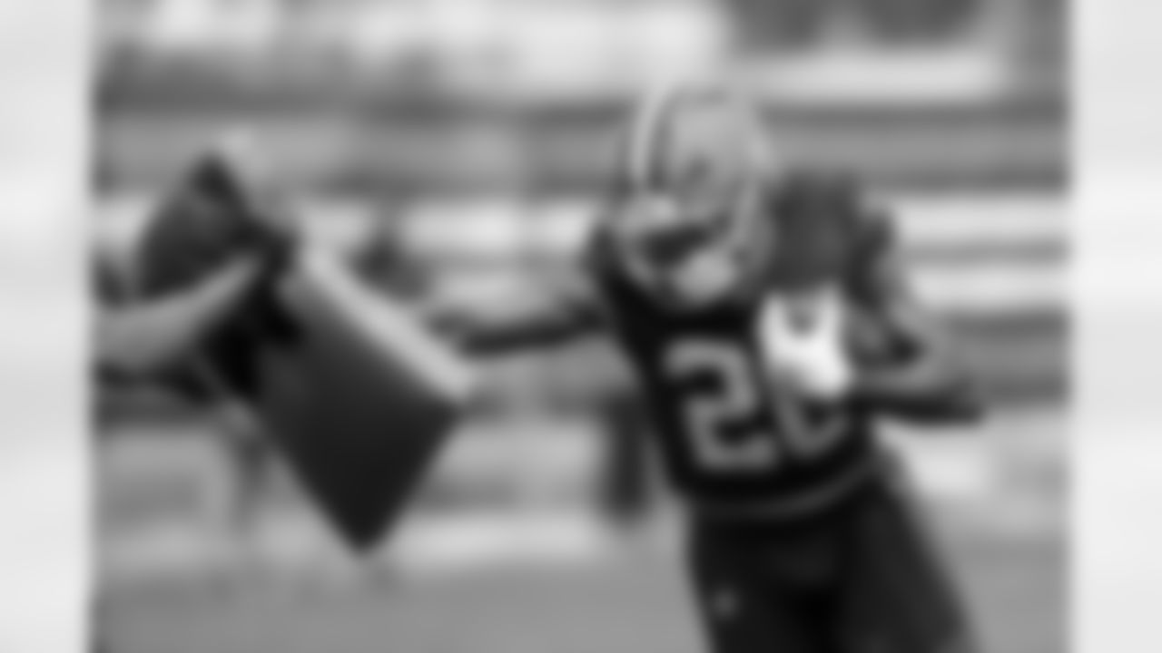 Running back Pierre Strong Jr. (20) during the fourth day of OTAs at CrossCountry Mortgage Campus on June 3, 2025.
