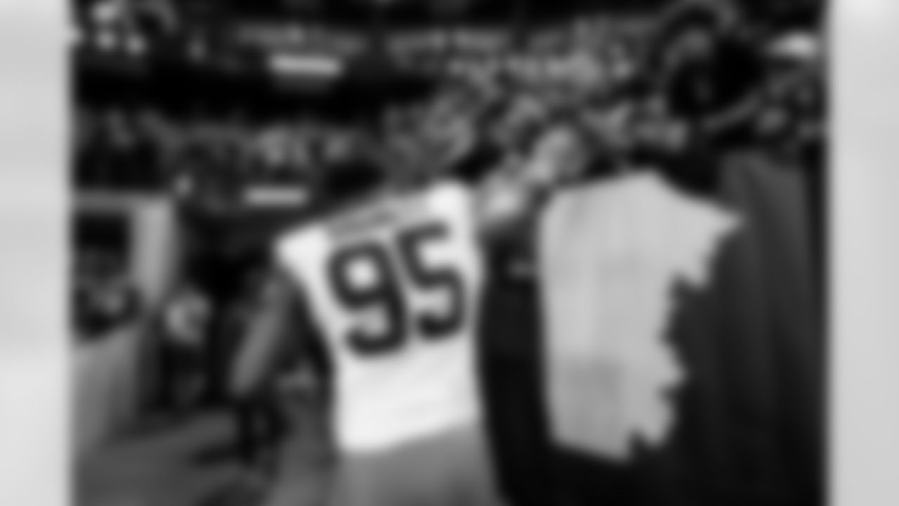 Defensive end Myles Garrett (95) after a NFL football game between the Cleveland Browns and Las Vegas Raiders on November 23, 2025 at Allegiant Stadium. The Browns won 24-10.