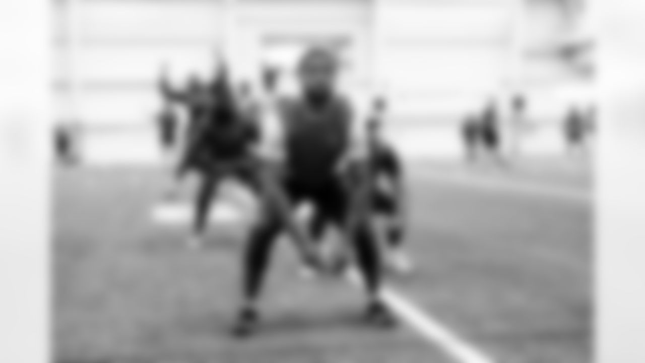 Cornerback Anthony Kendall (44) during a workout in Phase I of the offseason at CrossCountry Mortgage Campus on April 29, 2025.