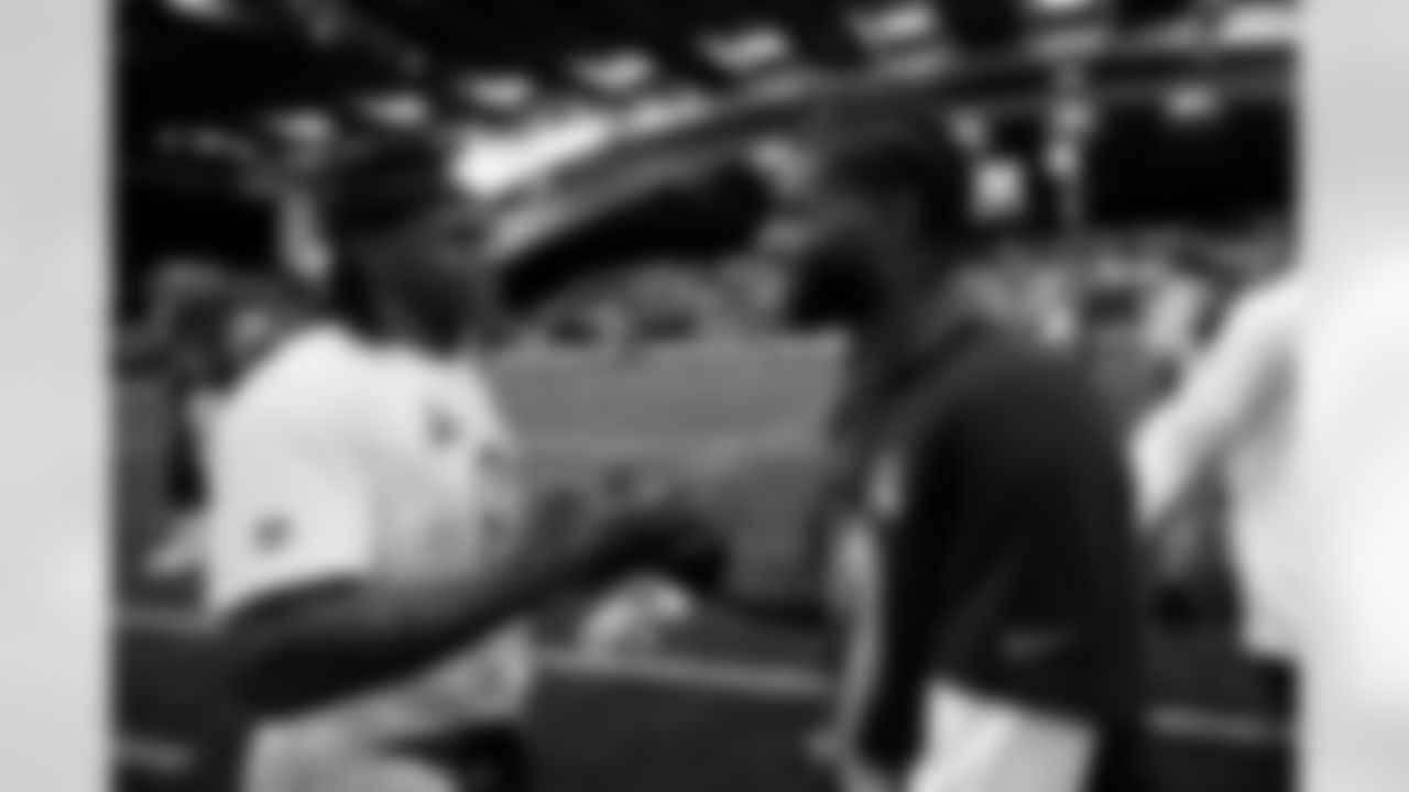 Carolina Panthers cornerback Jaycee Horn (8) and Cleveland Browns quarterback Shedeur Sanders (12) embrace after the 2026 Pro Bowl Game on Tuesday, February 3, 2026 in San Francisco, California. (Alika Jenner/NFL)