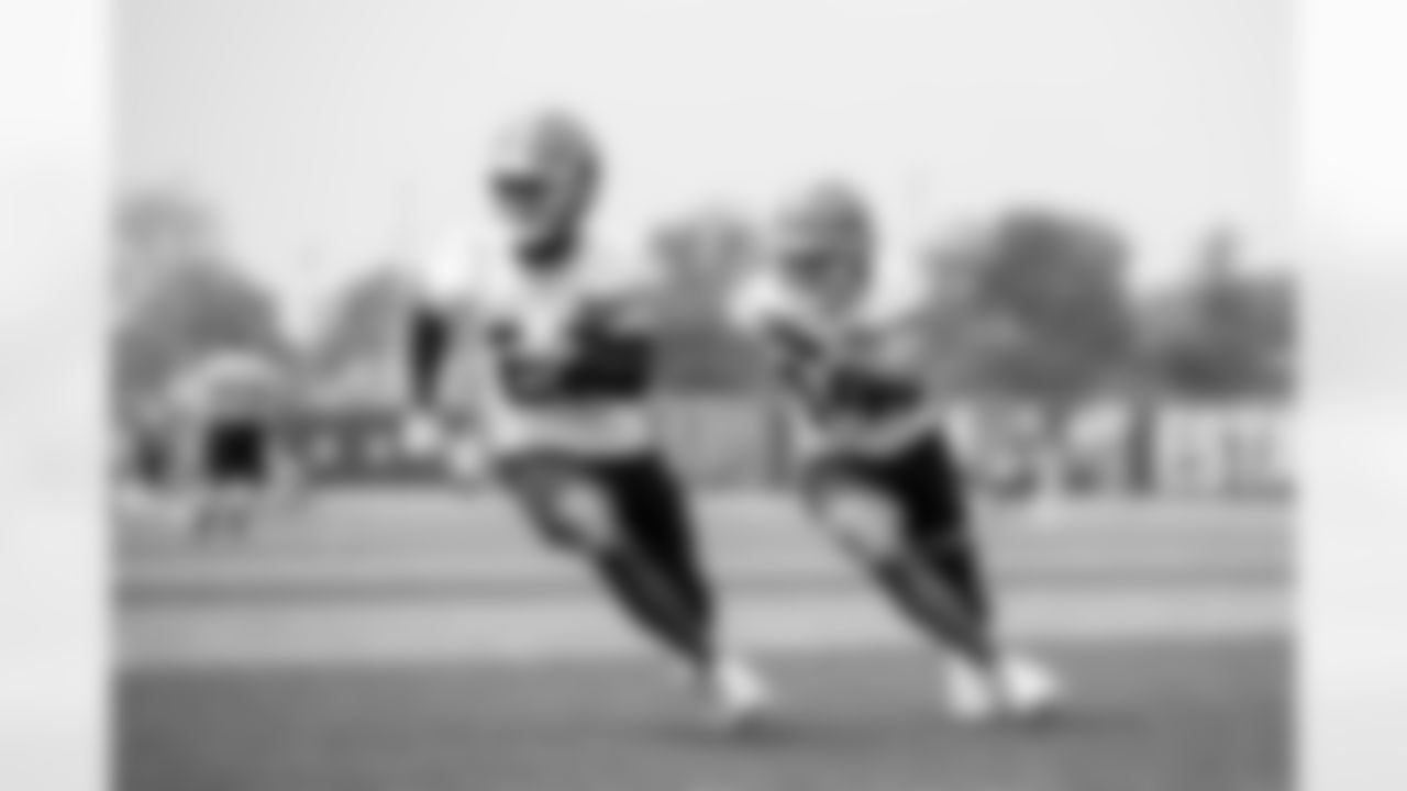 Cornerback Myles Harden (26) and Cornerback Anthony Kendall (44) during the third day of mandatory minicamp at CrossCountry Mortgage Campus on June 12, 2025.