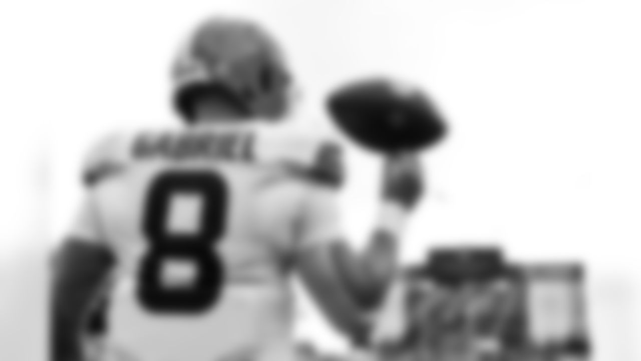 Quarterback Dillon Gabriel (8) before a NFL football game between the Cleveland Browns and Pittsburgh Steelers on October 12, 2025 at Acrisure Stadium.