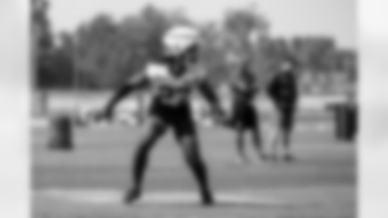Cornerback LaMareon James (27) during the third day of rookie workouts at CrossCountry Mortgage Campus on July 21, 2025.