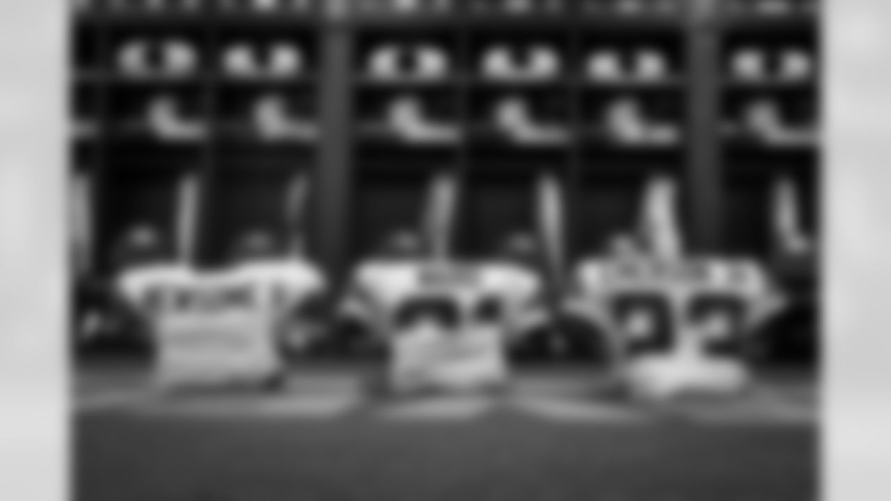 The locker room before a NFL football game between the New York Jets and Cleveland Browns on Thursday Night Football on December 28, 2023 at Cleveland Browns Stadium.