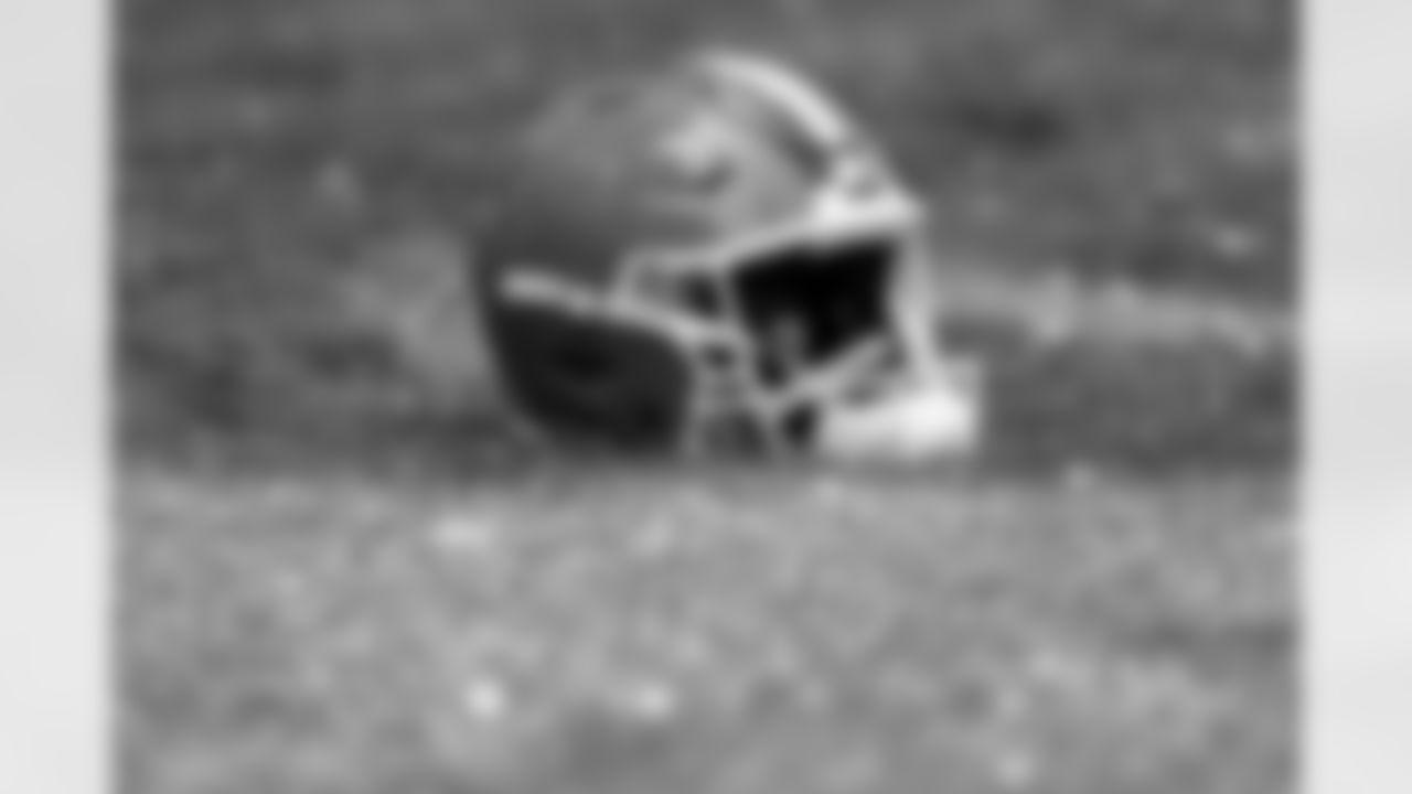 A helmet during the fourth day of OTAs at CrossCountry Mortgage Campus on June 3, 2025.