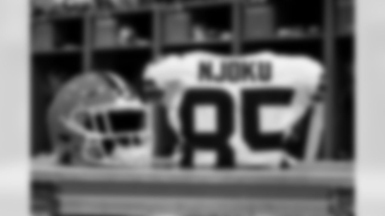 The locker room before a NFL football game between the Cleveland Browns and New York Jets on November 9, 2025 at MetLife Stadium.