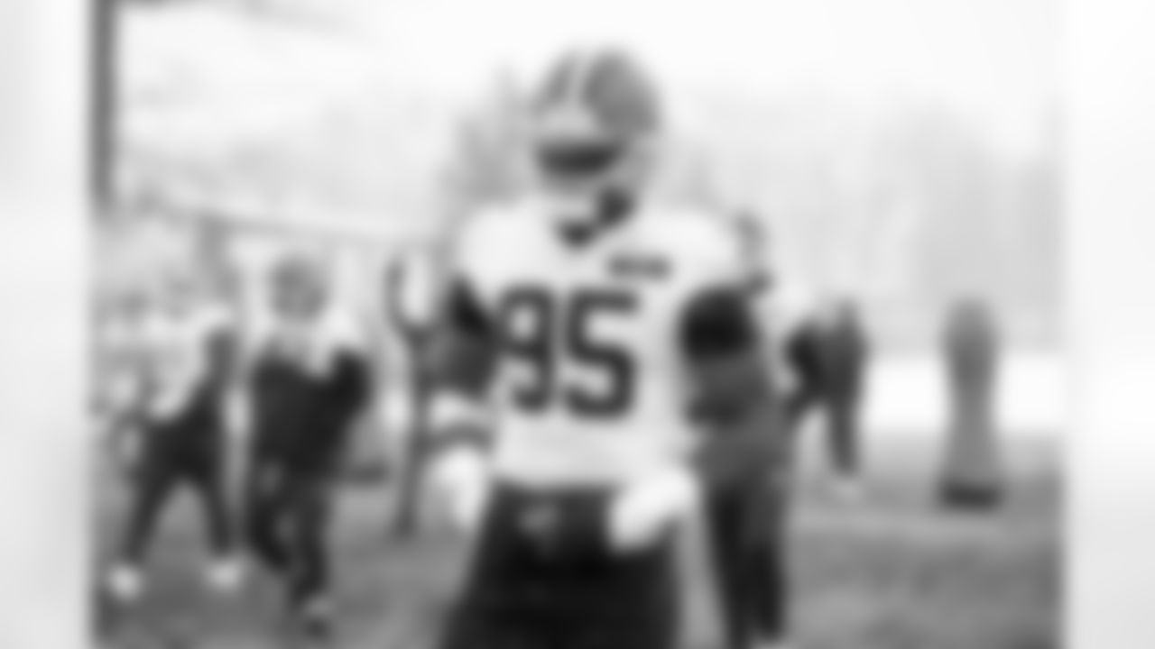 Defensive end Myles Garrett (95) during practice at CrossCountry Mortgage Campus on November 28, 2025.