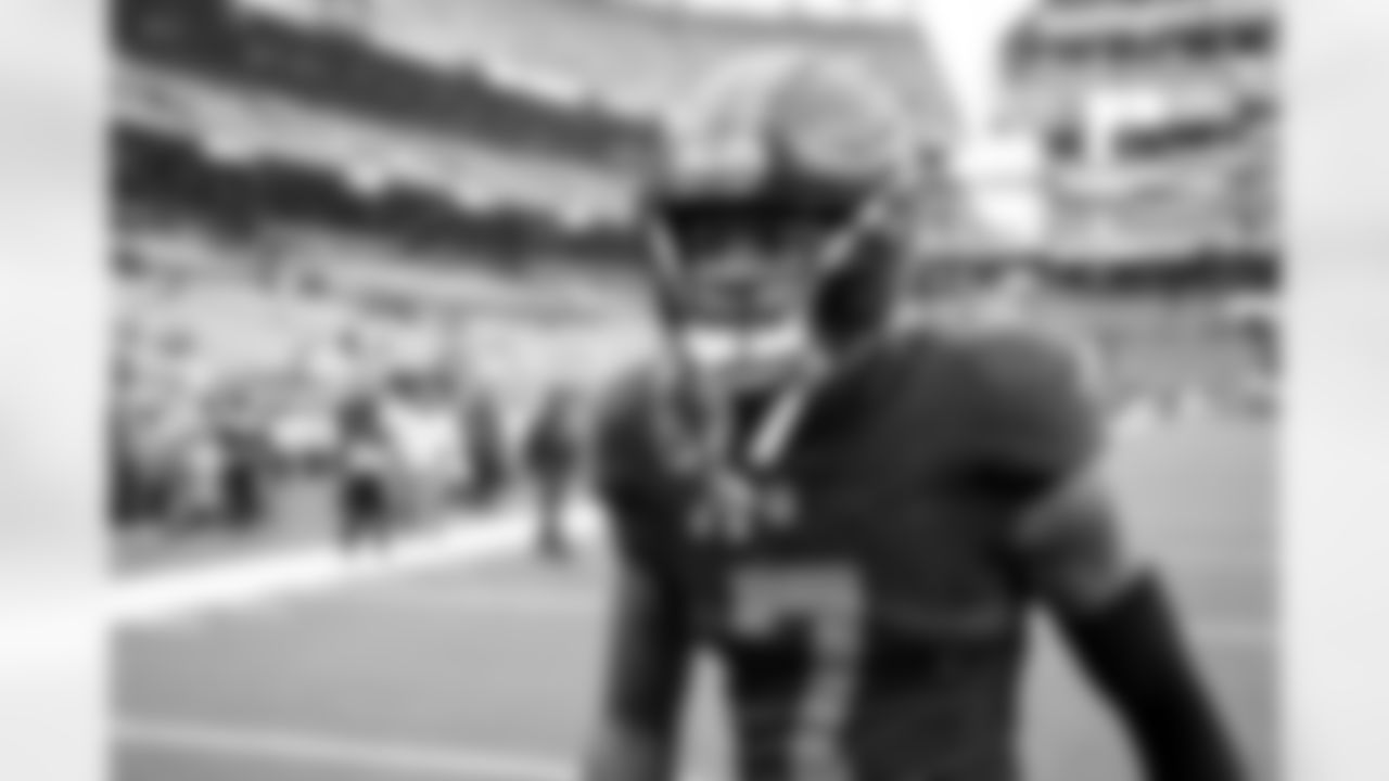Cornerback Tyson Campbell (7) before a NFL football game between the Miami Dolphins and Cleveland Browns on October 19, 2025 at Huntington Bank Field.