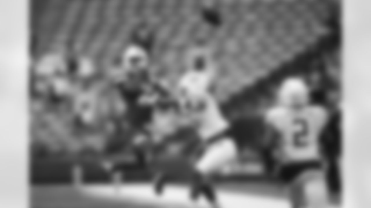 Georgia State wide receiver Jamari Thrash (2) can't make a catch as Louisiana Monroe's Shane Reasonover defends during an NCAA football game on Saturday, Nov. 7, 2020 in Atlanta. (AP Photo/John Amis)