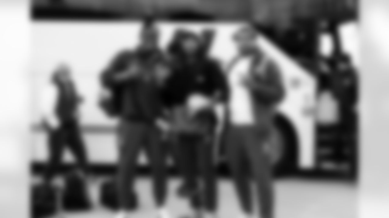 Tight end David Njoku (85), Safety Rayshawn Jenkins (5) and Defensive tackle Mike Hall Jr. (51) travels to Las Vegas on November 22, 2025.