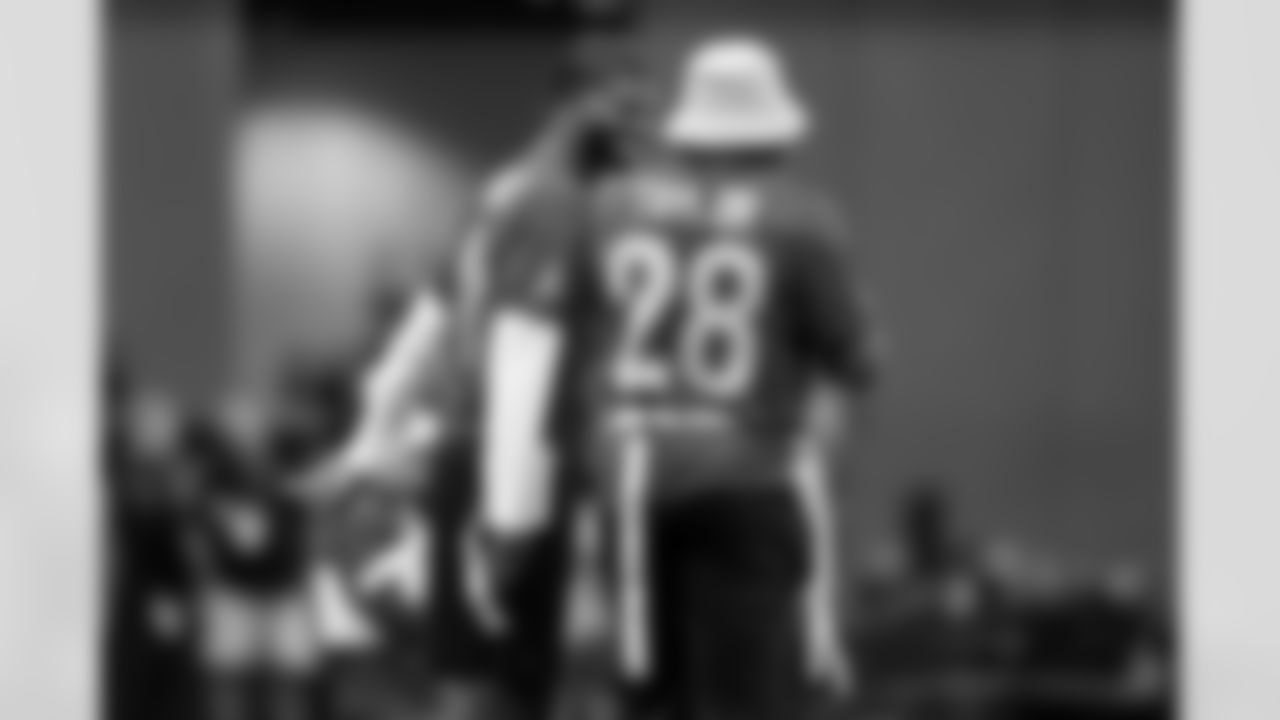 Quarterback Shedeur Sanders (12) and Colts Running back Jonathan Taylor (28) during the first AFC Pro Bowl Practice at the Moscone Center in San Francisco on February 1, 2026.