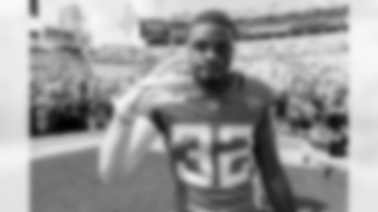 Jacksonville Jaguars cornerback Tyson Campbell (32) poses for a photo prior to an NFL football game against the Kansas City Chiefs, Sunday, Sep. 17, 2023, in Jacksonville,Fla. The Chiefs defeated the Jaguars, 17-9. (Logan Bowles via AP)