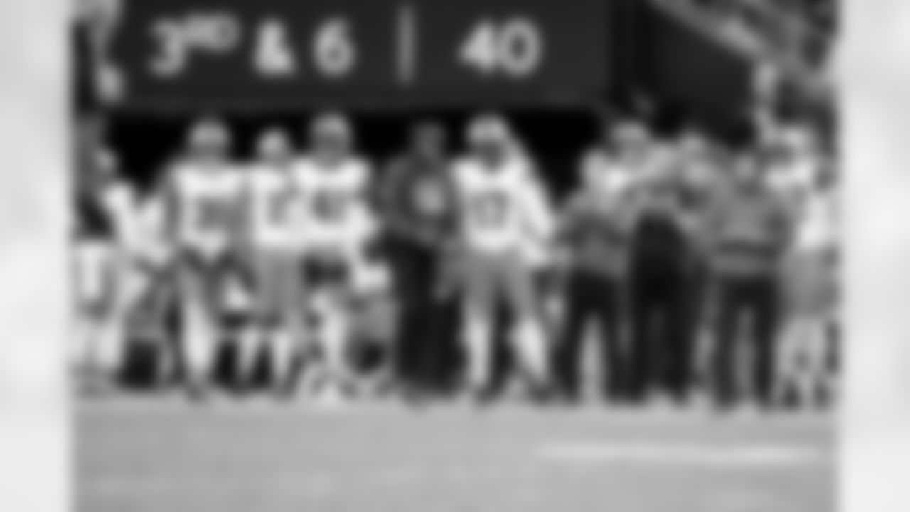 Cornerbacks Coach Brandon Lynch and Linebacker Jerome Baker (17) during a NFL football game between the Cleveland Browns and Las Vegas Raiders on November 23, 2025 at Allegiant Stadium.