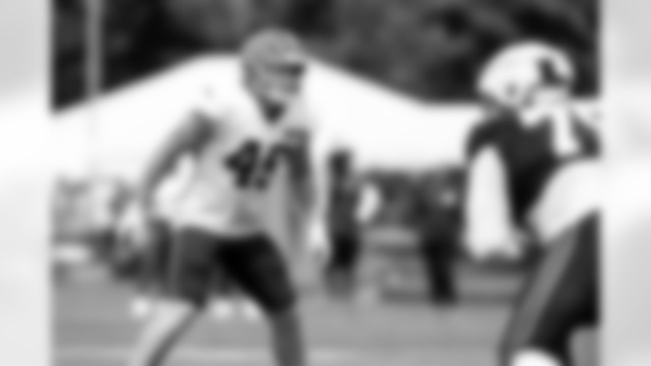 Linebacker Carson Schwesinger (49) during Day 10 of Training Camp at CrossCountry Mortgage Campus on August 4, 2025.
