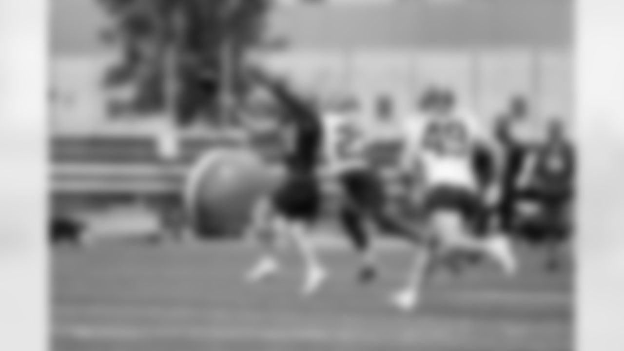 Wide receiver Luke Floriea (37) and Safety Damontae Kazee (23) during the first day of mandatory minicamp at CrossCountry Mortgage Campus on June 10, 2025.