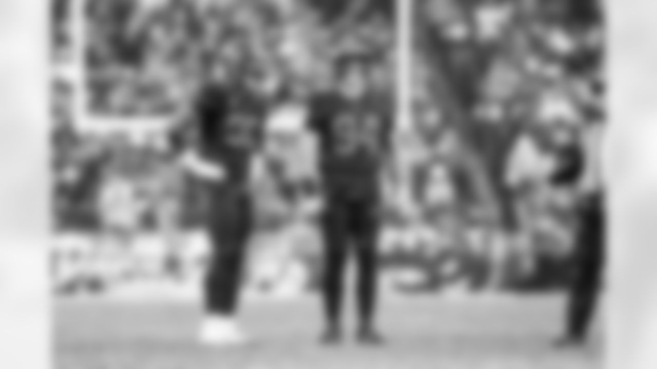 Defensive end Myles Garrett (95) and Defensive tackle Mason Graham (94) during a NFL football game between the Tennessee Titans and Cleveland Browns on December 7, 2025 at Huntington Bank Field.