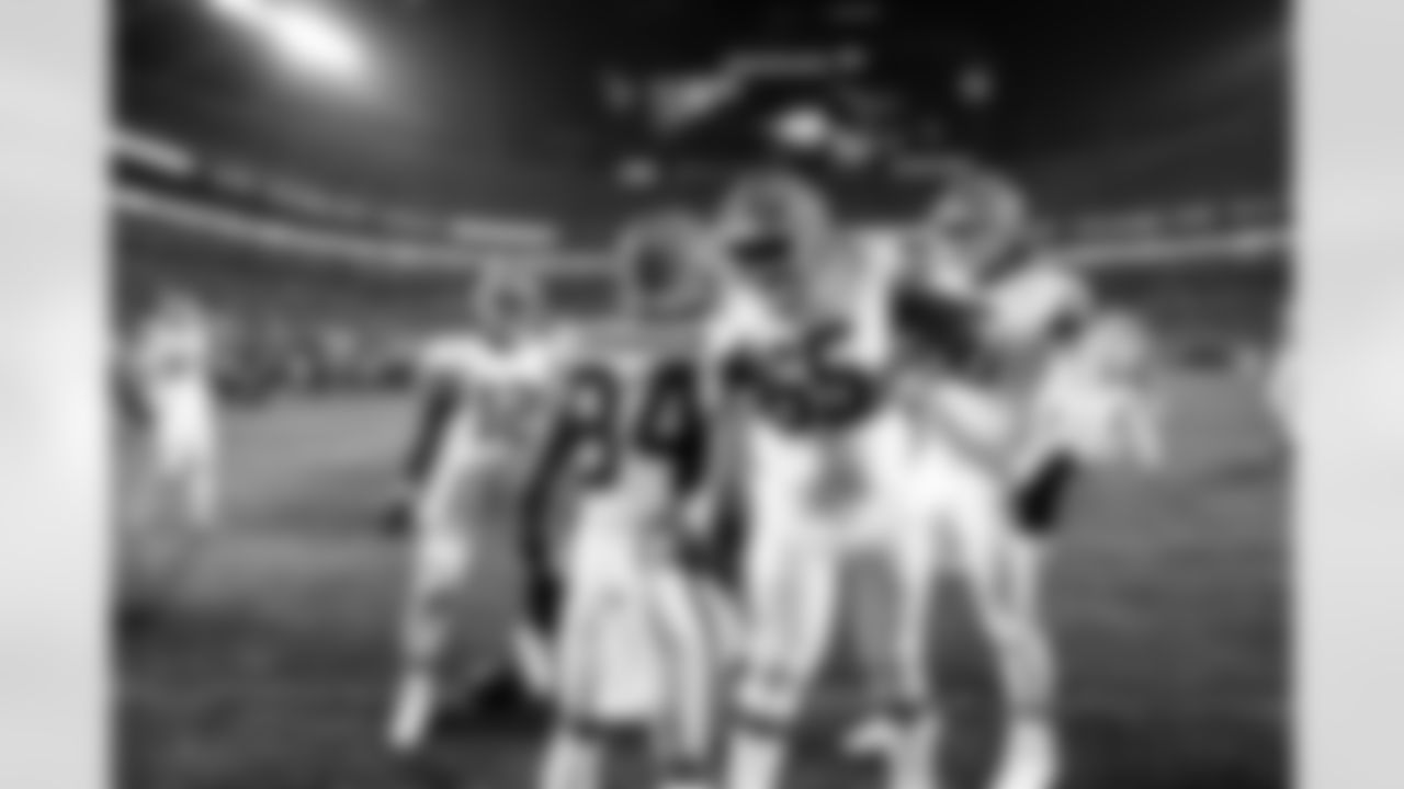 Wide receiver Gage Larvadain (84) and Offensive guard Dartanyan Tinsley (65) during a preseason NFL football game between the Cleveland Browns and Carolina Panthers on August 8, 2025 at Bank of America Stadium.