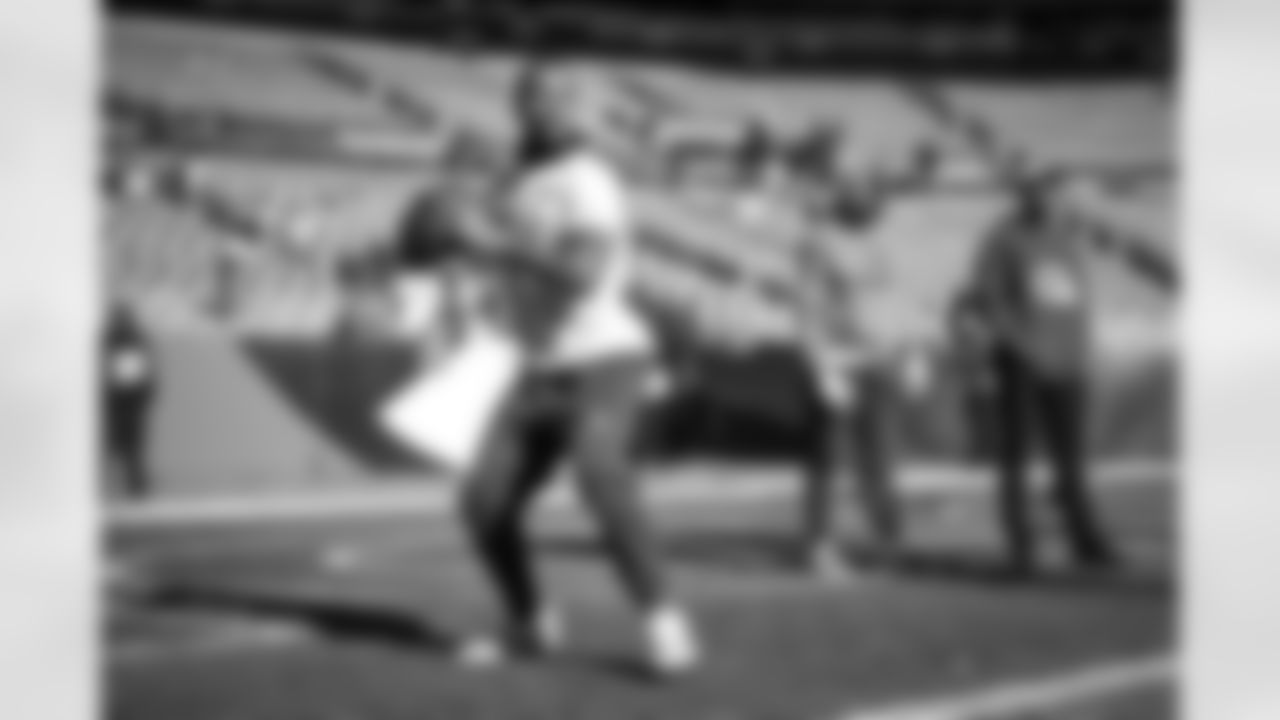 Quarterback Dorian Thompson-Robinson (17) before a NFL football game between the Cleveland Browns and Denver Broncos on November 26, 2023 at Empower Field at Mile High.