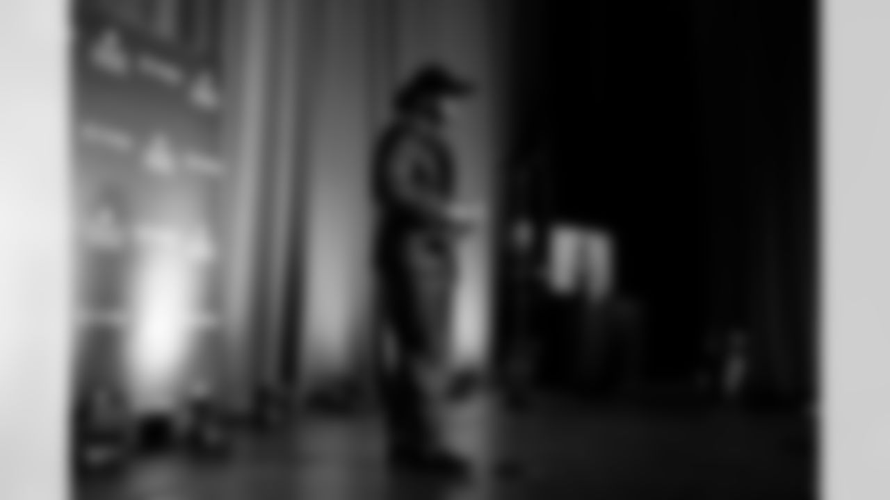 Defensive end Myles Garrett (95) after winning AP Defensive Player of the Year Award at the 2026 NFL Honors at the Palace of Fine Arts in San Francisco on February 5, 2026.