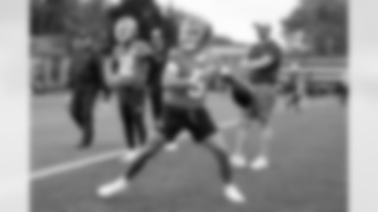 Quarterback Dillon Gabriel (5) during the first day of OTAs at CrossCountry Mortgage Campus on May 27, 2025.