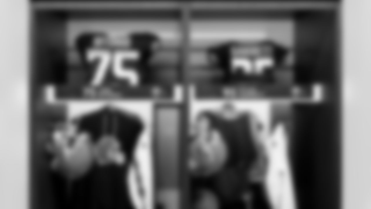 The locker room before a NFL football game between the Minnesota Vikings and Cleveland Browns on October 5, 2025 at Tottenham Hotspur Stadium.
