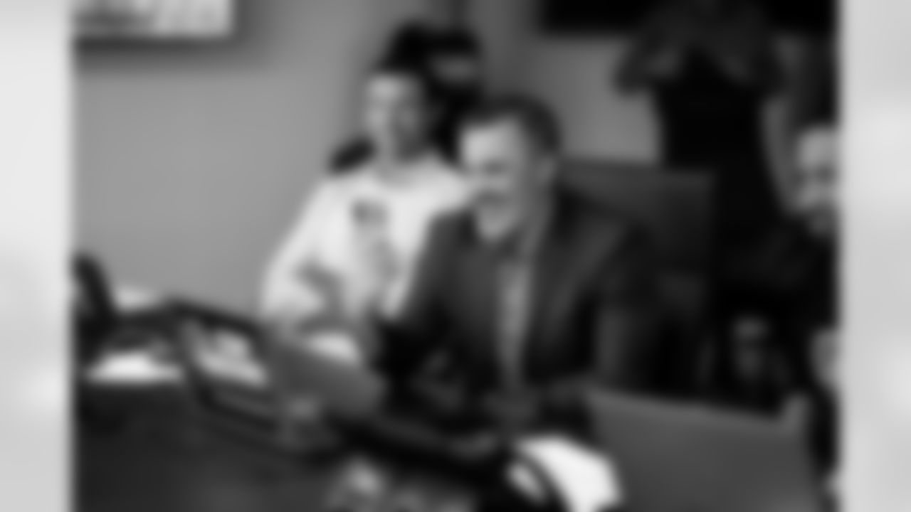 Head Coach Kevin Stefanski in the draft room at CrossCountry Mortgage Campus during night two of the 2025 NFL Draft on April 25, 2025.