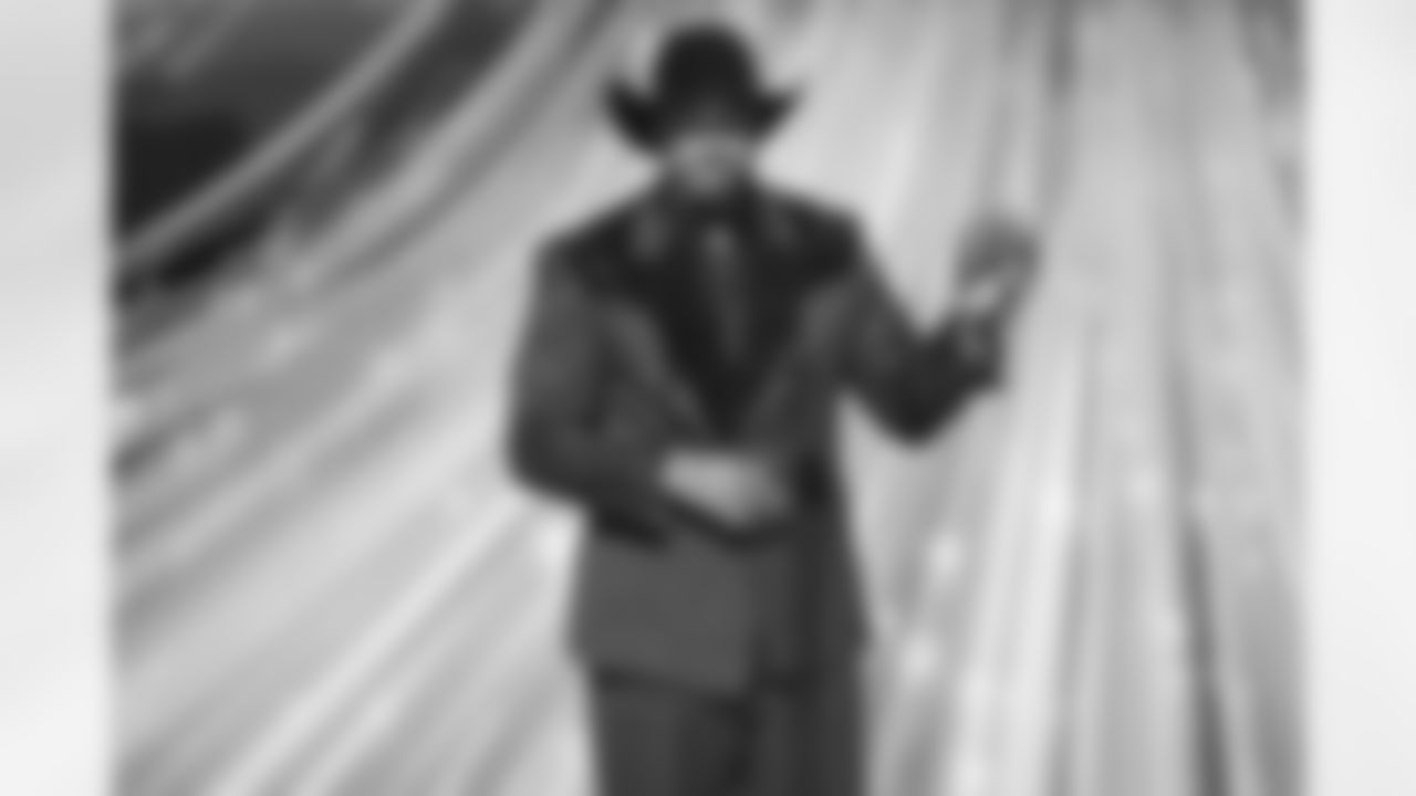 Cleveland Browns defensive end Myles Garrett (95) accepts the award for AP Defensive Player of the Year during the NFL Honors awards show on Thursday, February 5, 2026 in San Francisco, California.