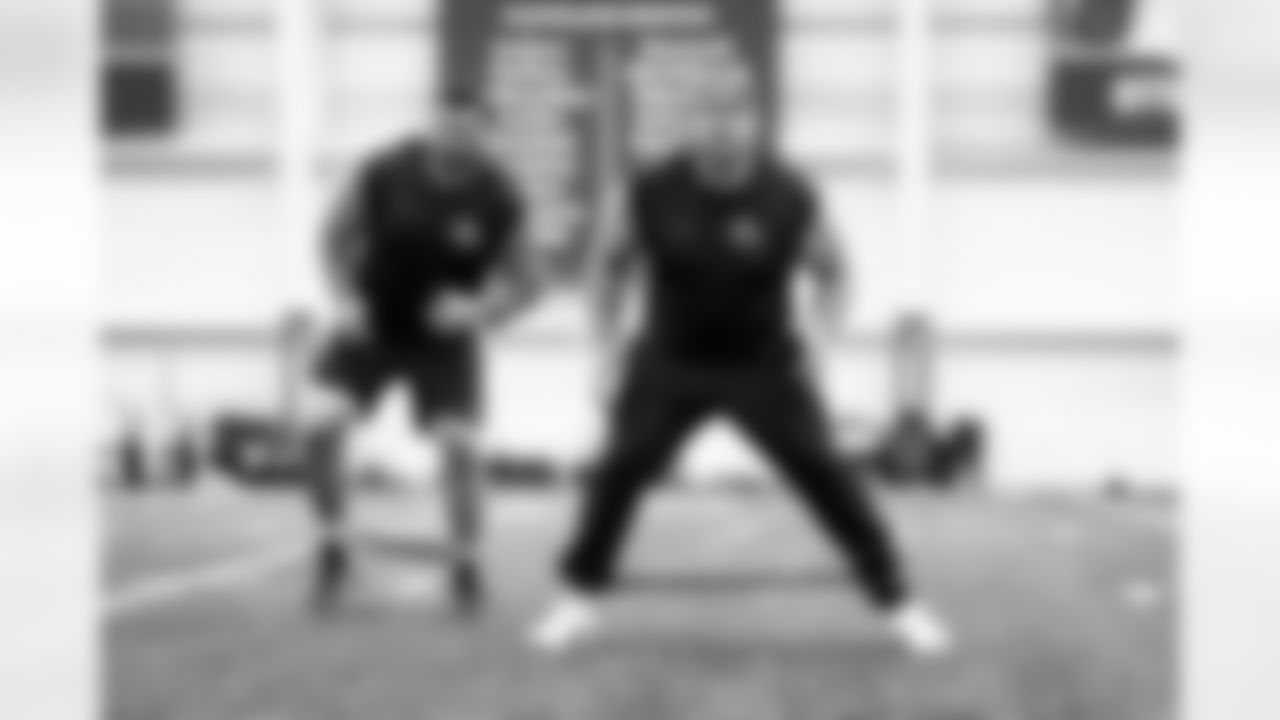 Offensive guard Wyatt Teller (77) during a workout in Phase I of the offseason at CrossCountry Mortgage Campus on April 23, 2024.