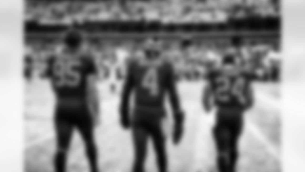 Defensive end Myles Garrett (95), Quarterback Deshaun Watson (4) and Running back Nick Chubb (24) before a NFL football game between the New Orleans Saints and Cleveland Browns on December 24, 2022 at FirstEnergy Stadium. The Browns lost 10-17.