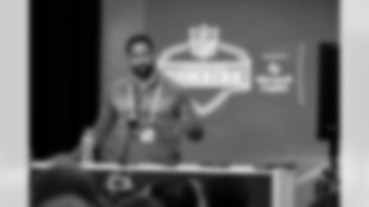 Executive Vice President of Football Operations and General Manager Andrew Berry speaks to the media at the 2026 NFL Combine on February 24, 2026 in Indianapolis, Indiana.