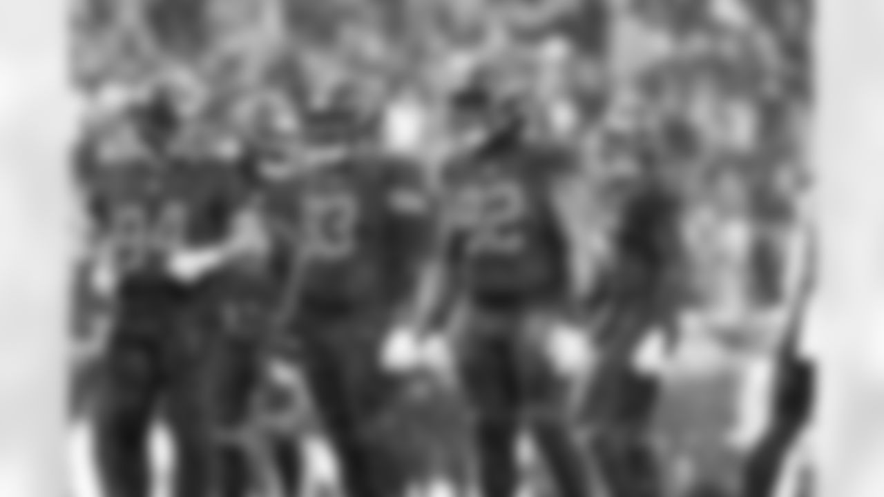 Defensive tackle Mason Graham (94), Defensive tackle Shelby Harris (93), and Defensive end Sam Kamara (92) during a NFL football game between the Tennessee Titans and Cleveland Browns on December 7, 2025 at Huntington Bank Field.