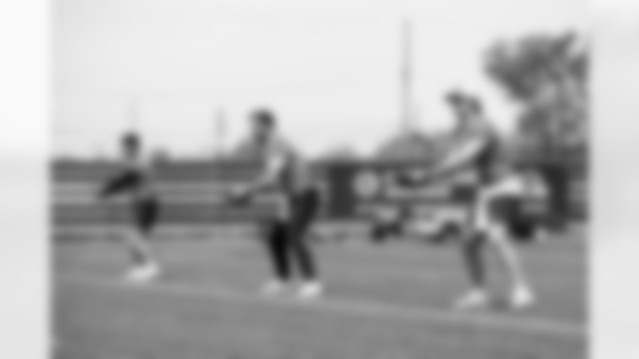 Quarterback Kenny Pickett (8) during fieldwork in Phase II of the offseason at CrossCountry Mortgage Campus on May 12, 2025.
