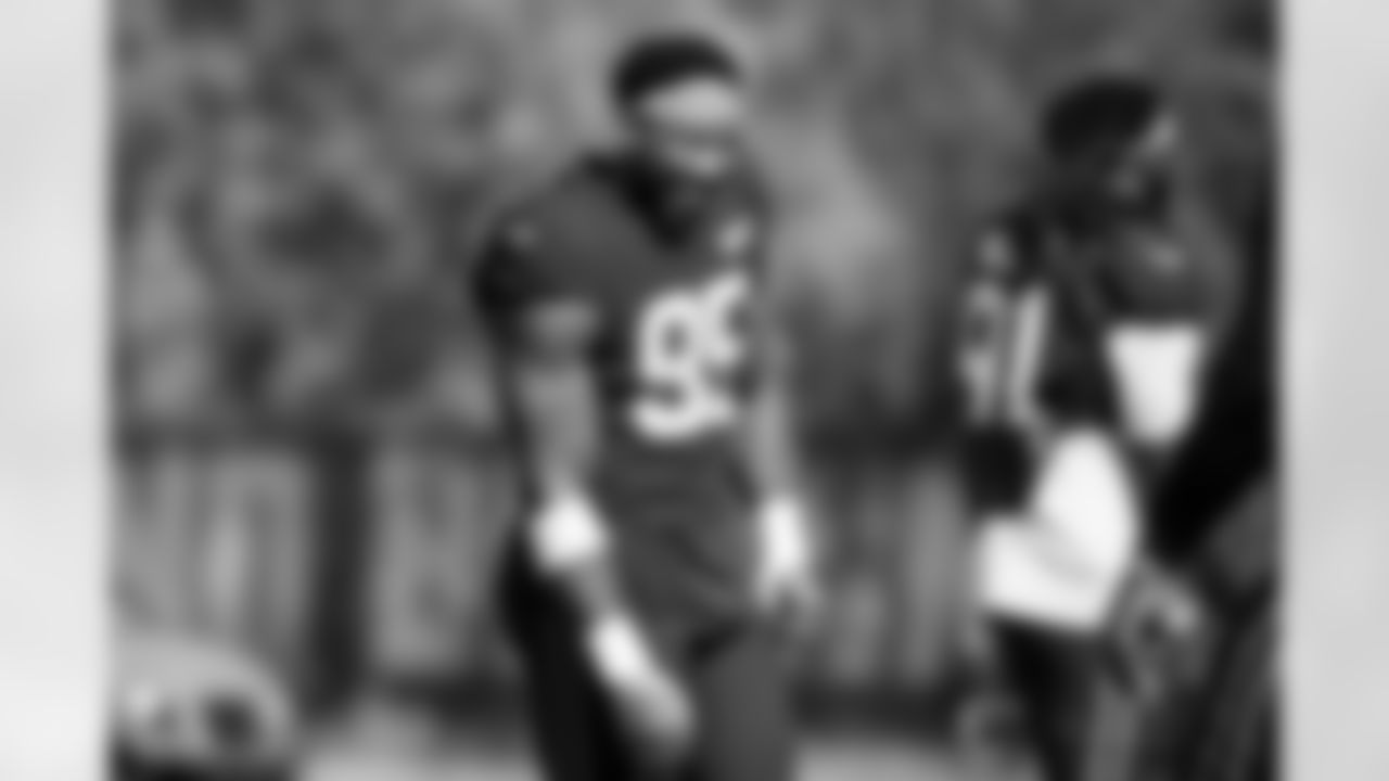 Defensive end Myles Garrett (95) during practice at CrossCountry Mortgage Campus on October 8, 2025.