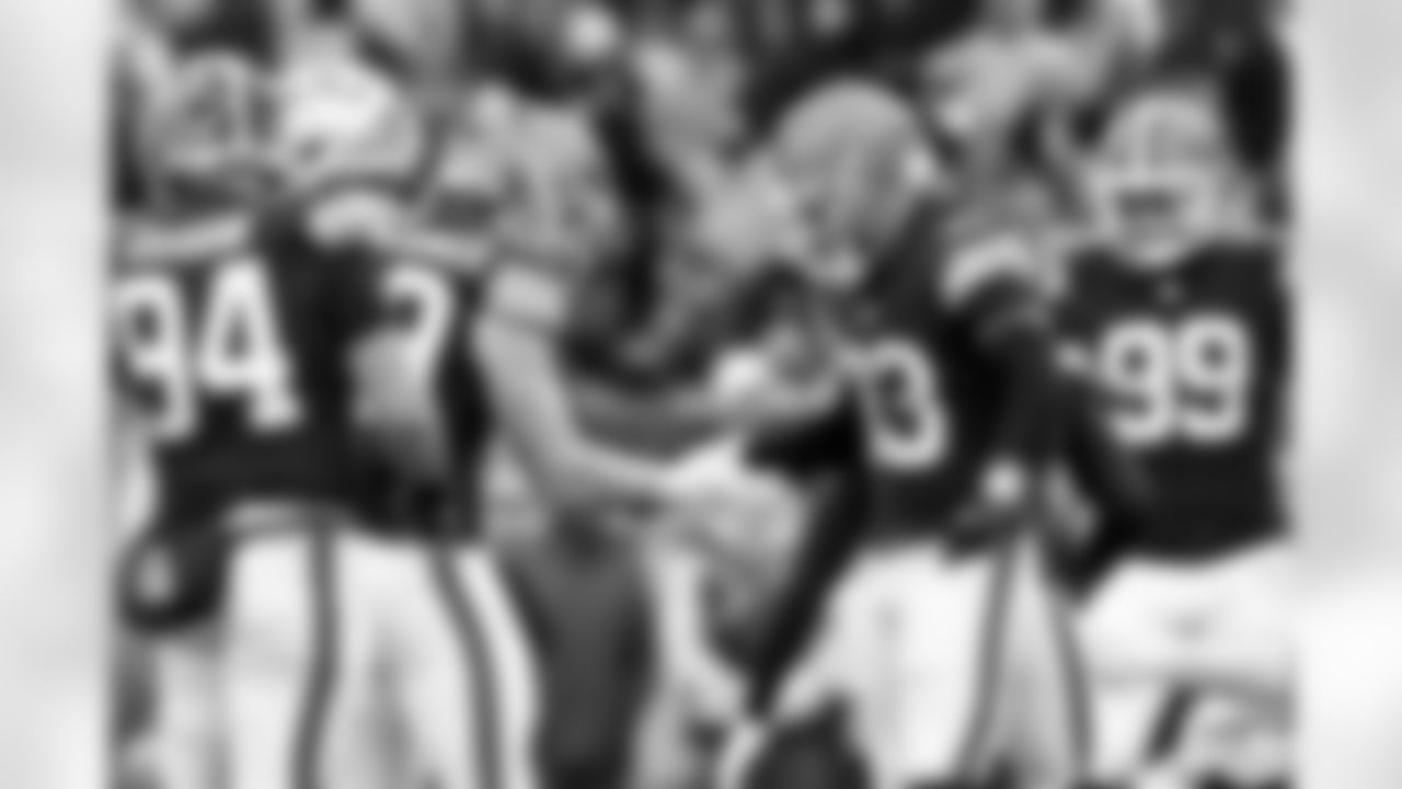 Linebacker Carson Schwesinger (49) and Safety Ronnie Hickman Jr. (33) during a NFL football game between the San Francisco 49ers and Cleveland Browns on November 30, 2025 at Huntington Bank Field.