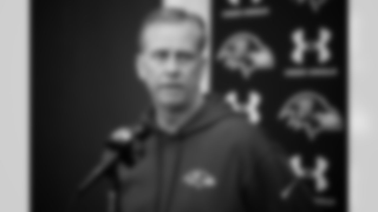 Baltimore Ravens offensive coordinator Todd Monken talks to the media during an NFL football media availability, Thursday, Jan. 25, 2024, in Owings Mills, Md. (AP Photo/Nick Wass)