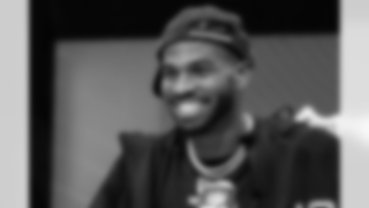 Quarterback Shedeur Sanders, Colorado, speaks to the media during his availability at the 2025 NFL Combine in Indianapolis, Indiana on February 28, 2025.